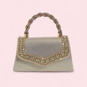 New | Pakistani Gold embellished handbag with braided handle